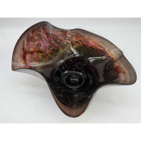 Buzz Williams Studio Art Glass Bowl Abstract Shape Alder House Signed 2004 Bowl - Picture 13 of 14